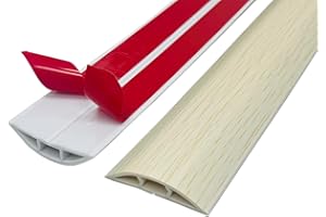 ZZLQIAN Floor Cord & Wire Cover,Self-Adhesive Flexible PVC Power Cable Channel,Cable Protector & Hider,Protect Cables & Prevent Trip Hazards,Ideal Extension Cord Cover for Office Home (Wood Grain C, 3M)