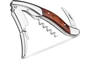 CORKAS Cavatappi Sommelier Professionale, Cavatappi da Cameriere, Apribottiglie Vino Manuale a Doppio Battente, Tagliacapsule e Apribottiglie (H-Sequoia (Imballaggio regalo))