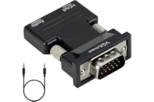 ARADOEA Silver HDMI to VGA Adapter - Female to Male Converter with Full HD 1080P Video Output and Stereo Audio for Monitor, TV, Computer, Laptop, PC, Projector and More