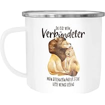 Moonworks Emaille Tasse „Wir Gegen Den Rest Der Welt“ | Mit Löwen-Pärchen Motiv | 300 Ml, Bruchsicher | Perfekt Als Geschenk