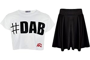 A2Z 4 Kids Kinder Mädchen Comic Graffiti Scribble Leopard #SELFIE #No Filter #Love NYC Paris Neu York 76 Epic OMG Aufdruck ed Mode Crop Top & Stilvoll Schwarz Skater Rock Satz 2-13 Jahre