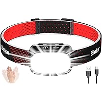 BUCASA Torcia LED Ricaricabile, 2 Pezzi Torcia LED Super Luminosa con 3 Modalità, 2000 Lumen Torcia Bambini per Portatile, Torcia Zoom Impermeabile per Campeggio Escursionismo Emergenza (Rosso