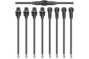 wecan 4-poliges wasserdichtes Kabelverbinder-Set, 18 AWG, 28 cm Stecker/Buchse mit verzinntem Anschluss für wasserdichte Kabelstecker (4er-Set, schwarz)