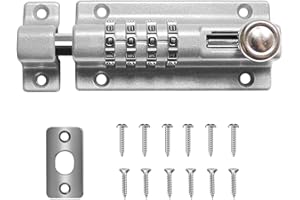 Rusoz 4-cyfrowa śruba blokująca, srebrna przesuwna zamykana kłódka wytrzymała 120 mm stal nierdzewna zasuwa do drzwi ze śrubami anty-manipulacyjna