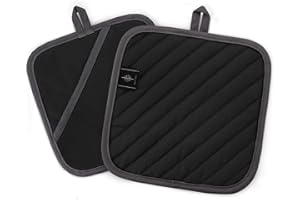 ‎BONTHEE BONTHEE 20CM Topflappen Waschbare Schutzlappen zum Kochen Backen Küchenzubehör - Schwarz