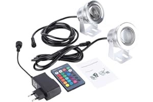 Greensen Lámpara de Fuente de Luz Subacuática RGB para Decoración de Iluminación 90-265 V, Carcasa de Acero Inoxidable 5050 RGB Excelente Rendimiento a Prueba de Agua (Enchufe de la UE)