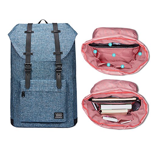 Rucksack Damen Herren Vintage KAUKKO Reiserucksack Studenten Rucksack Laptop Rucksack f  r 14  Notebook L  ssiger Daypacks Schultaschen of 2 Side Pock
