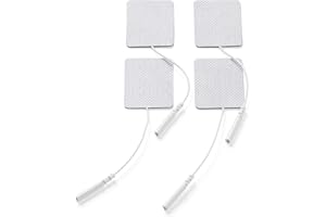 Elettrodi in Tessuto Promed 45x35 mm, 4 Pezzi, Elettrodi Tens Autoadesivi con Spina da 2 mm per Dispositivi Tens/Ems, Riutilizzabili