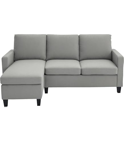 Canapé D'angle En L 3 Places Avec Repose-pieds Amovible Et Rangement - Tissu Chenille, Dimensions 204x126x69 Cm, Beige