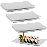 imposyu Set of 6 Rectangular Plates Ceramic Rectangular Dishes White Trays 20 x 9 x 1.5 cm Rectangular Decorative Tray for St