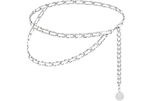 HIQUACC Leather Chain Belts for Women Girls, Layered Body Chain Belts Metal Waist Chain for Dress Vest Jeans