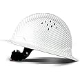 SAFEBUILDER Full Brim Carbon Fiber Pattern Hard Hat, Adjustable and Comfortable hardhats ANSI Ratchet Durable Hardhat Construction & Industrial (01-Matte White Hat)