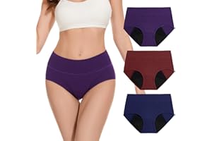 Molasus Washable Incontinence Pants for Women High Absorbency Period Underwear Ladies Menstrual Leakproof Cotton Knickers Postpartum Protective Briefs Plus Size Multipack