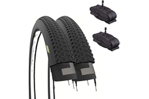 ECOVELO 2 pneus VTT 26 x 1,95 (50 – 559) + Chambres avec Valve américaine pneus montés VTT tressés