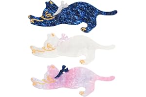 ABOOFAN 3pcs Assorted Color Animal Print Cat Hairpin Alligator Clips Animal Hair Clips Cat Hair Clip Barrette Hair Claw Clips for Women and Girls