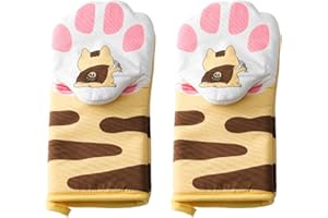 UZEXYO Cat Paw Oven Mitts Heat Resistant Oven Gloves Funny Kitten Design for Cooking Baking BBQ Kitchen Gloves for Women Men