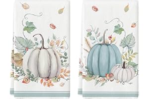 ‎ARTOID MODE Artoid Mode Kürbisse Blätter Herbst Küchentücher Geschirrtücher, 42x65 cm Saisonale Eukalyptus Dekoration Handtücher 2er Set