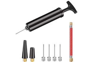 sukudon Pompa balonowa z 4 igłami do pompy balonowej, 2 dyszami i 1 wężem piłkarskim