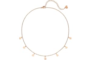 Happiness Boutique Femmes Collier Etoile Or Rose | Collier Délicat Pendentifs Petites Etoiles Bijoux Acier Inoxydable