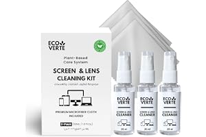 EcoVerte Screen Cleaner Spray and Microfiber Cleaning Cloth, 3-Pack (3x30ml) Best for Cleaning Laptop, iPad, LED TV, Smartphone (3X Screen Cleaner Spray, 3X Microfiber Cloth)