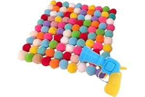 GONDMAX BUULOO 100pcs Lanzador de Juguetes para Gatos Pistola de Bolas para Gatos Pelotas Pompones Coloridas para Gatos Lanzador de Juguetes interactivos para Interactuar con Mascotas