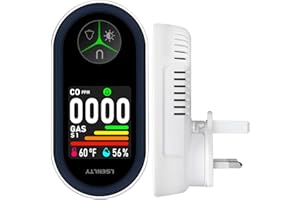 LSENLTY Combination Natural Gas Leak Detector and CO Detectors, 4-in-1 Plug-in Wall Design Carbon Monoxide & Gas Detector with HD Screen&Indicator Visual&Audible Alarm for Home, Kitchen