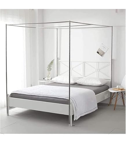 Structure De Lit Baldaquin Cadre De Poteau De Baldaquin De Lit U00e0 4 Coins, Support De Oustiquaire Support Moustiquaire Lit Adulte