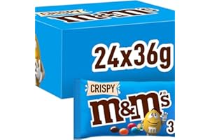 M&M's Crispy Confetti Al Cioccolato Contenenti Riso Soffiato, 24 Bustine Ognuna Da 36g di praline al cioccolato: totale 864g, Idea Natale, Nuova versione