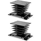 QWORK® Einphasiges Solid State Relais aus Aluminium für SSR-10A, 25A, 40A, Schwarz, 2 Stück (2 Stück)