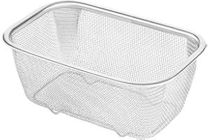 Yajexun Fine Mesh Oil Strainer - Stainless Steel Mesh Basket, Filter Basket Rectangular Frying Basket, Multifunctional Kitchen Sink Strainer Basket, Wear-Resistant Storage Basket, Small/Large