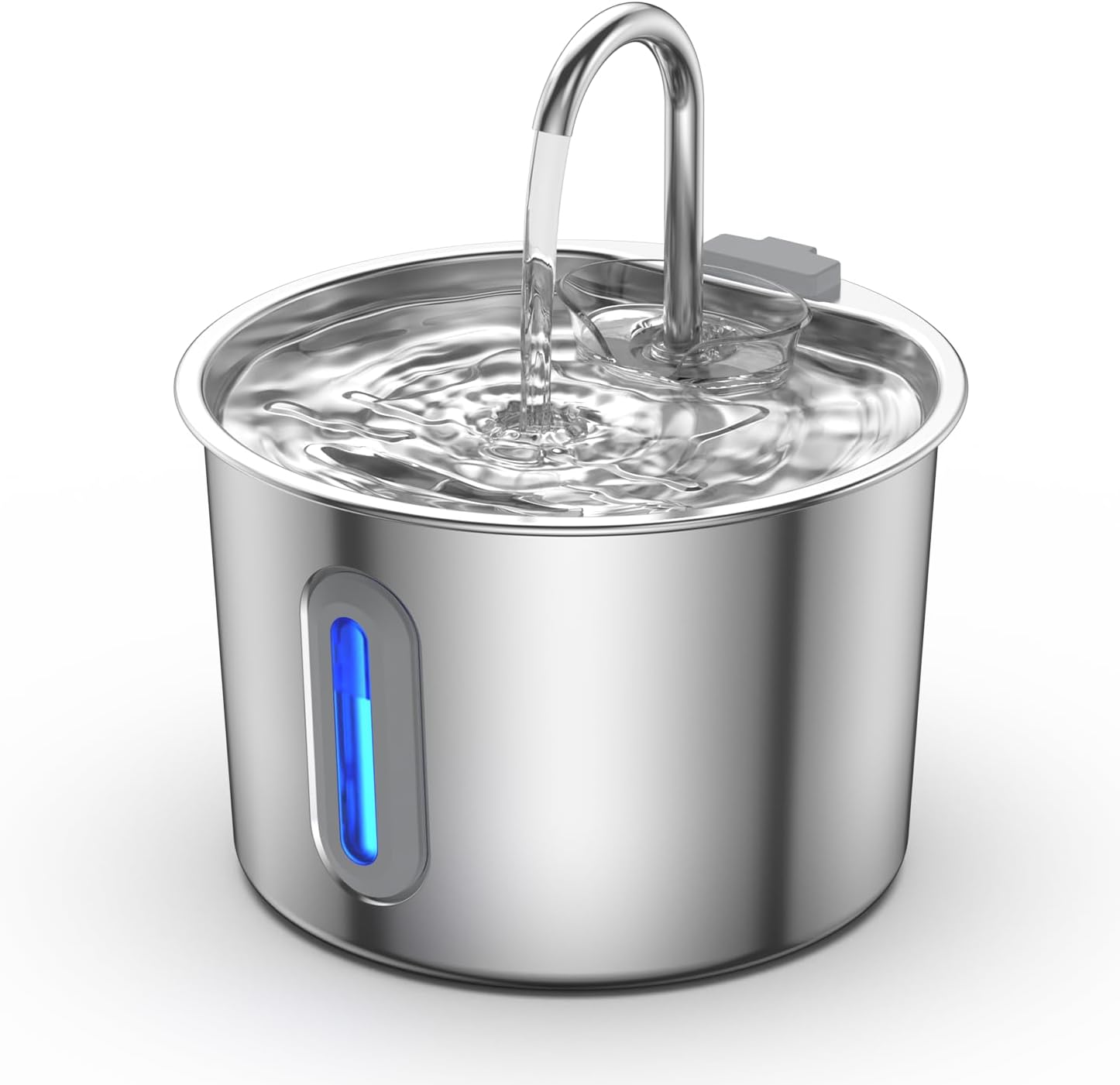 Zivacate Fuente para Gatos Acero Inoxidable 2,2 L, con Bomba Ultrasilenciosa, Nivel de Agua, Triple Filtración, 3 Filtros + 3 Esponjas, Fácil de Limpiar