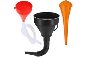 GUANGYUAN Set di imbuti in plastica, flessibili, ad angolo retto, universali, portatili, per motori a benzina, con beccucci rimovibili e bocca lunga, per moto, auto, macchine agricole (3 pezzi)