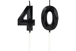 DTXLX Geburtstagskerzen Zahlen 40，3D Schwarz Kerzen Geburtstag für Kuchen geburtstagsdeko, Geburtstag Kerzen Zahlen, Geburtstagskerzen Kinder für Partys, Hochzeiten, Firmenfeiern, Jubiläen