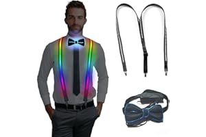 YOYIAG Tirantes de Pantalón LED Ajustables Corbatas LED Light Up, Light Up Strap Adjustable Negro, Novedad Corbata para Fiesta Azul para Fiesta, Bar, Escuela, Navidad, Halloween, Cosplay