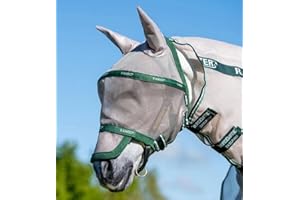 Horseware Rambo Fly Mask Plus Non Treated, tamaño: sangre caliente, color: avena y verde