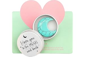 FIDWALL ‘I Love You to the Moon and Back’ Gift,Miniature Half Moon in Tin with Greeting Card,Valentines,Anniversary,Birthday,Gift for Her or Him,Colour Options Available (Blue Turquoise)