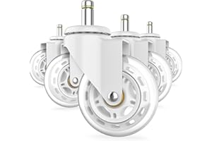 RAVN HAMAN Juego de 5 Ruedas para sillas de oficina 10 mm x 22 mm blanco - Ruedas para suelos duros de hasta 250 kg - Ruedas para sillas giratorias sin arañazos - Ruedas de goma para sillas