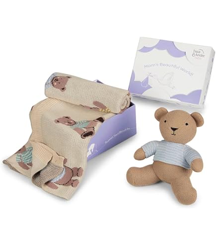 JOOJA Ultra Soft Baby Cloud Blanket - 30x40 Inch Knitted Swaddle & Receiving Blanket (Blue)