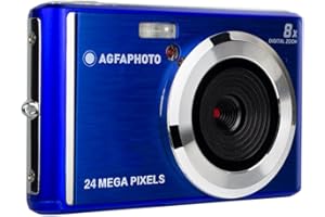 AGFAPHOTO AGFA PHOTO Realishot DC5500 - Cámara Digital Compacta, 24 MP, Pantalla LCD 2,4", Zoom Digital 8x, Video HD 720p, Memoria Externa SD, Batería de Litio - Azul
