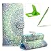 Produktbild Samsung Galaxy S3 Handyhülle Brieftasche Lederhülle Case,Bookstyle Magnet PU Leder Standfunktion Kompletter Schutz Kartenfach Wallet Cover für Samsung Galaxy S3,Herzzer Mode Gute Qualität [Grüne Blumen Muster] Schutztasche Schutzhülle Handyschale Hülle Flip Case Cover für Samsung Galaxy S3 + 1 x Frei Grün Handy Halterung Ständer + 1 x Frei Grün Touch Pen Stift Stylus