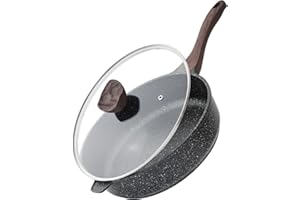 Kordisen Patelnia z Powłoką Nieprzywierającą i Pokrywką, 28 cm, Patelnia Indukcyjna, Zdrowa i Nietoksyczna, Bez PFOA