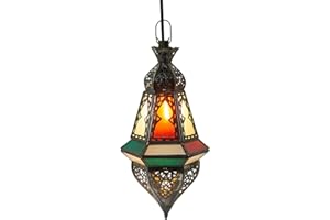 MARRAKESCH ORIENT & MEDITERRAN INTERIOR Orientalna lampa wisząca kolorowa Anya 35 cm, oprawka E14, marokańskie wzornictwo, lampa wisząca z Maroka, orientalna lampa do salonu, kuchni lub wisząca nad stołem jadalnym