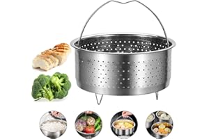 HAMON Vaporera de Acero Inoxidable, Acero Inoxidable Cocinar al Vapor a Presión de Arroz Multifunción Cesta de Limpieza de Frutas con Mango para Verduras, Pescado, Huevos(17,5cm)