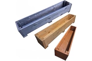 GENERIC Long Wooden Planter Box – Solid Pine board – Natural Wood – Fully Assembled & Handmade – Raised Garden Bed for Flowers, Herbs, Vegetables – Outdoor Planter – Medium Oak