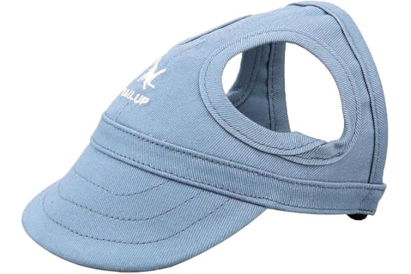 LYLA Baseball Hat Sun-Shading Bucket Cap with Ear Holes for Dogs Pet Cats Blue M Dog Supplies Clothing Shoes