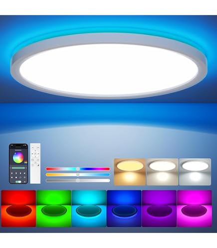 Reality LED Deckenleuchte Arco, Ø 49 Cm, Schwarz Matt | 22W Rainbow LED, Fernbedienung, Dimmer & Farbwechsel