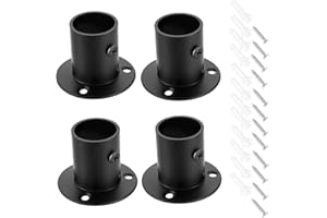 SUMNACON 4 Stück Gardinenstangenhalter Schienenhalterung Stangensockel Flansch-Set Edelstahl Schrankstangenenden Stützen für Schrank Vorhang (schwarz)