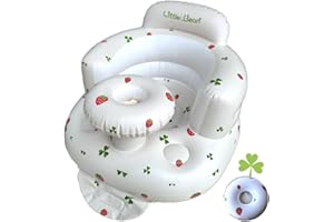 Aufblasbarer Baby-Sitz für Babys ab 4-24 Monaten,Baby-Rückenstützsofa,Boden-Sitzunterstützung zum Sitzen lernen (Klee Erdbeere)