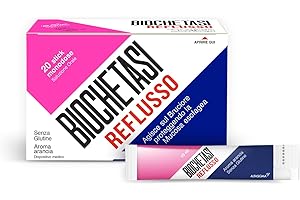 BIOCHETASI Reflusso Stick, Dispositivo Medico per Reflusso Gastroesofageo, Gusto Arancia e Senza Glutine, 20 Stick Monodose in Soluzione Liquida da 10 ml, 12+