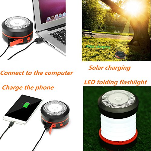 SOLMORE LED Campinglampe Solar Campingleuchte Camping Zelt Laterne Mini LED Notfallleuchte Tragbar Zusammenklappbar Taschenlampe 3 Helligkeiten SOS und Power Speicher mit USB Aussenleuchte für Camping Outdoor Wandern Angeln Abenteuer - 3
